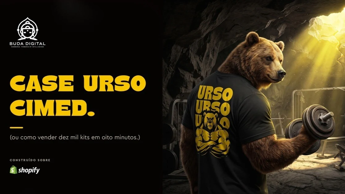 Capa do case URSO Cimed: engenharia Shopify para o lançamento da marca